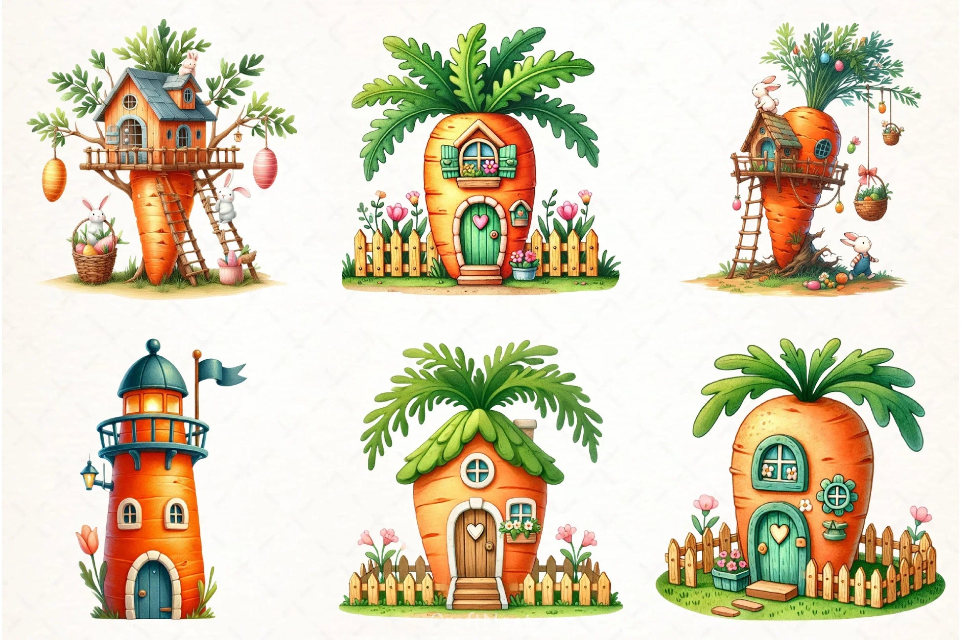 Easter Carrot House Clipart Bundle 1 - CraftNest - Digital Crafting and Art