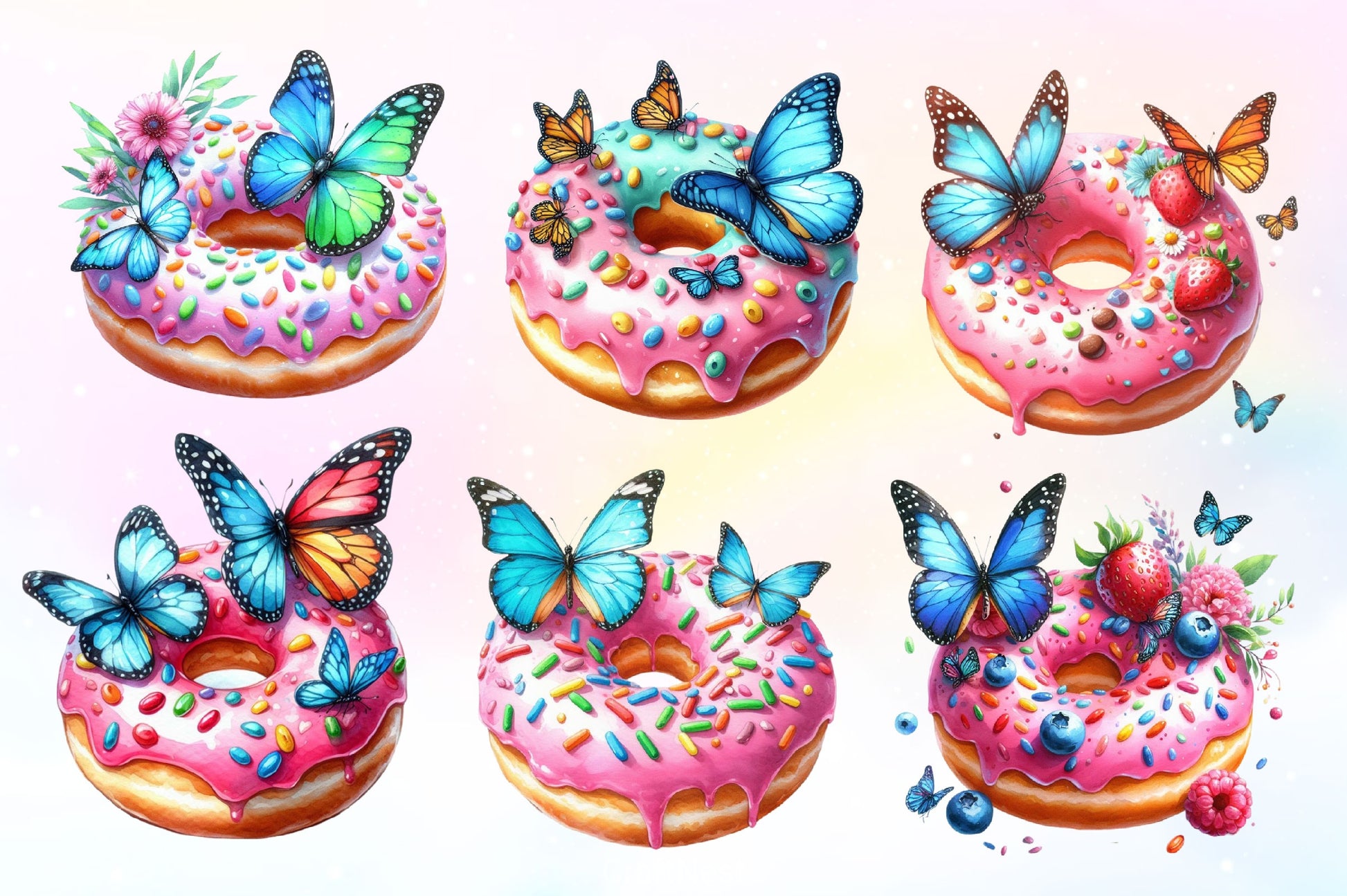 Butterfly Donuts Clipart Bundle - CraftNest - Digital Crafting and Art