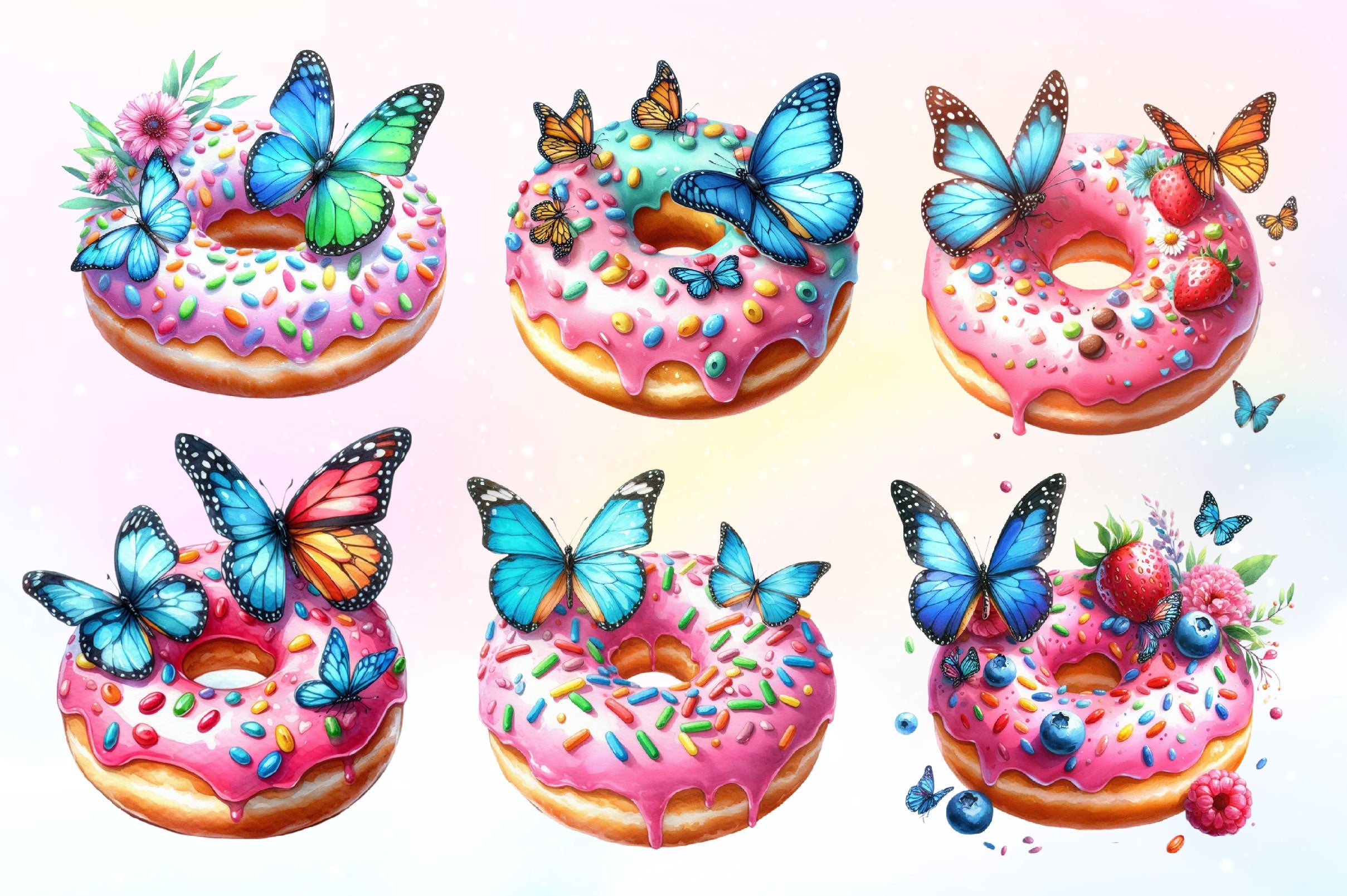 Butterfly Donuts Clipart Bundle - CraftNest - Digital Crafting and Art