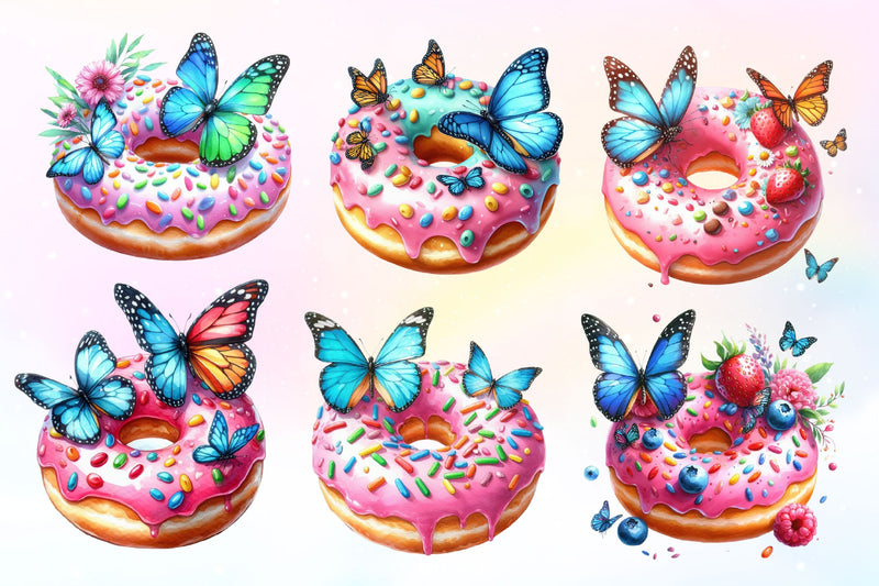 Butterfly Donuts Clipart Bundle - CraftNest - Digital Crafting and Art