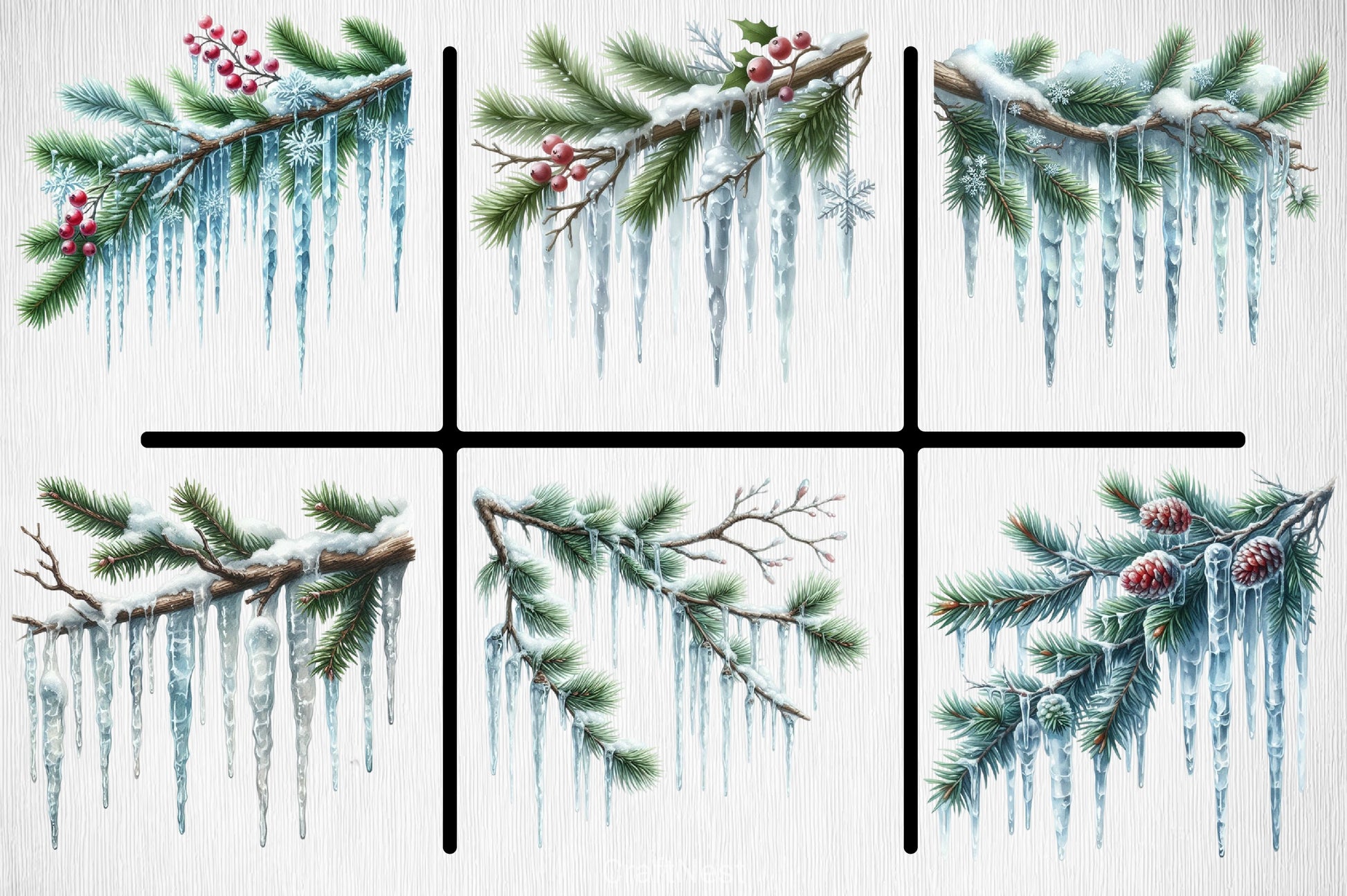 Icicles Branch Clipart Bundle - CraftNest - Digital Crafting and Art