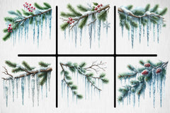 Icicles Branch Clipart Bundle - CraftNest - Digital Crafting and Art