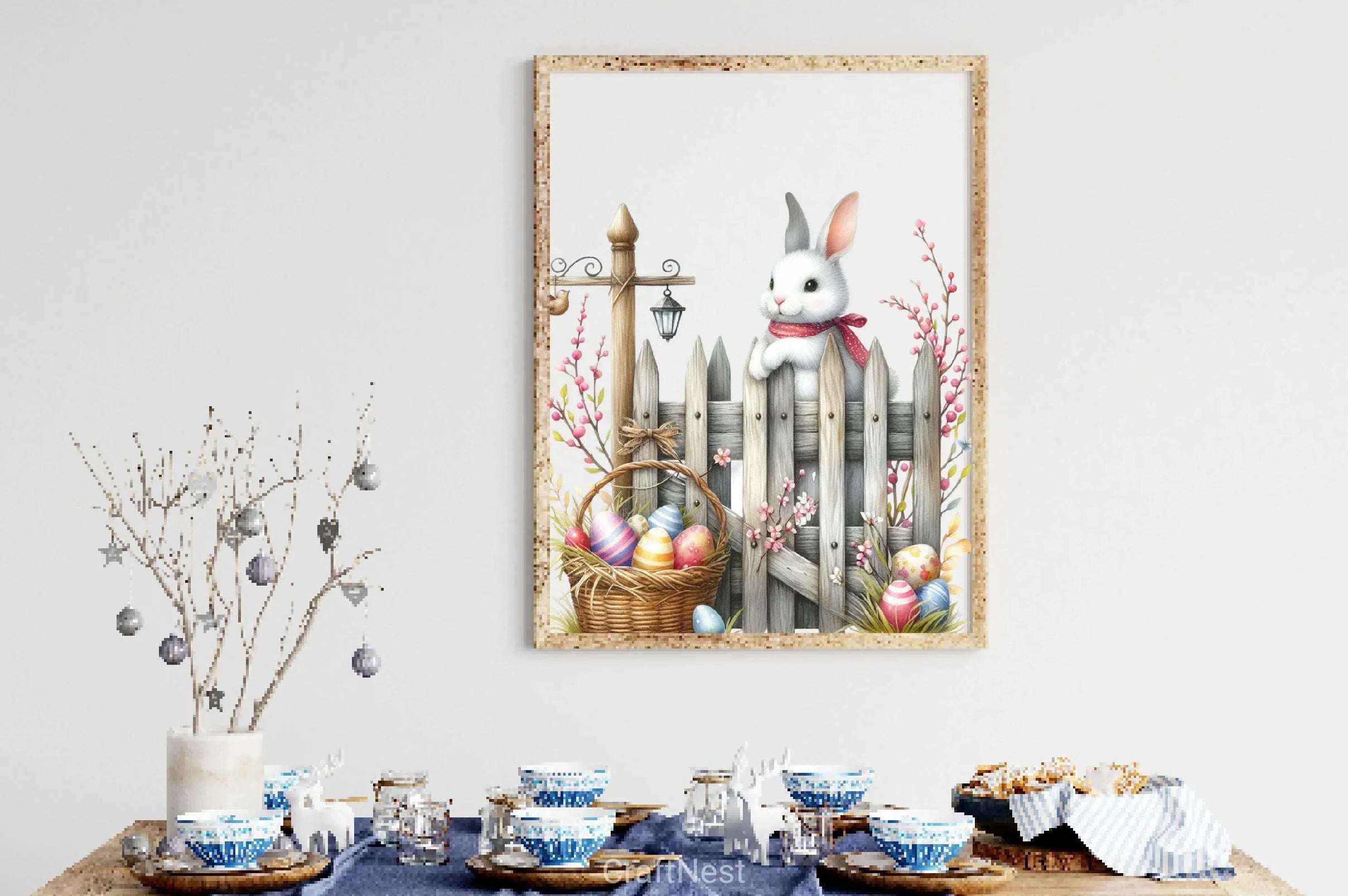 Easter Animal With Wooden Fence Clipart Bundle - CraftNest - Digital Crafting and Art