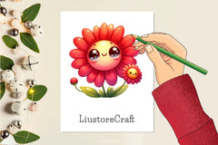 Flower Kawaii Clipart Bundle - CraftNest - Digital Crafting and Art