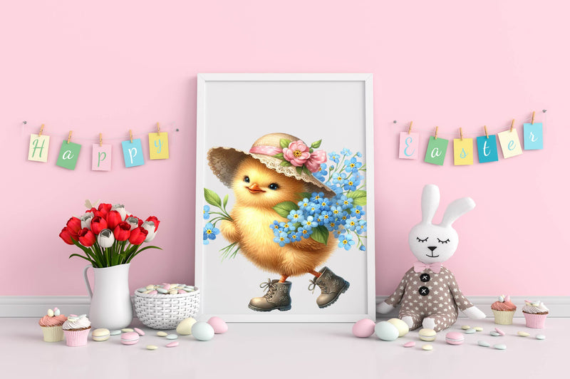 Cute Chick Spring Flowers Clipart Bundle - CraftNest - Digital Crafting and Art