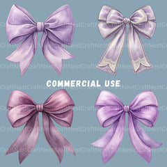 Purple Coquette Bows Clipart Bundle - CraftNest - Digital Crafting and Art