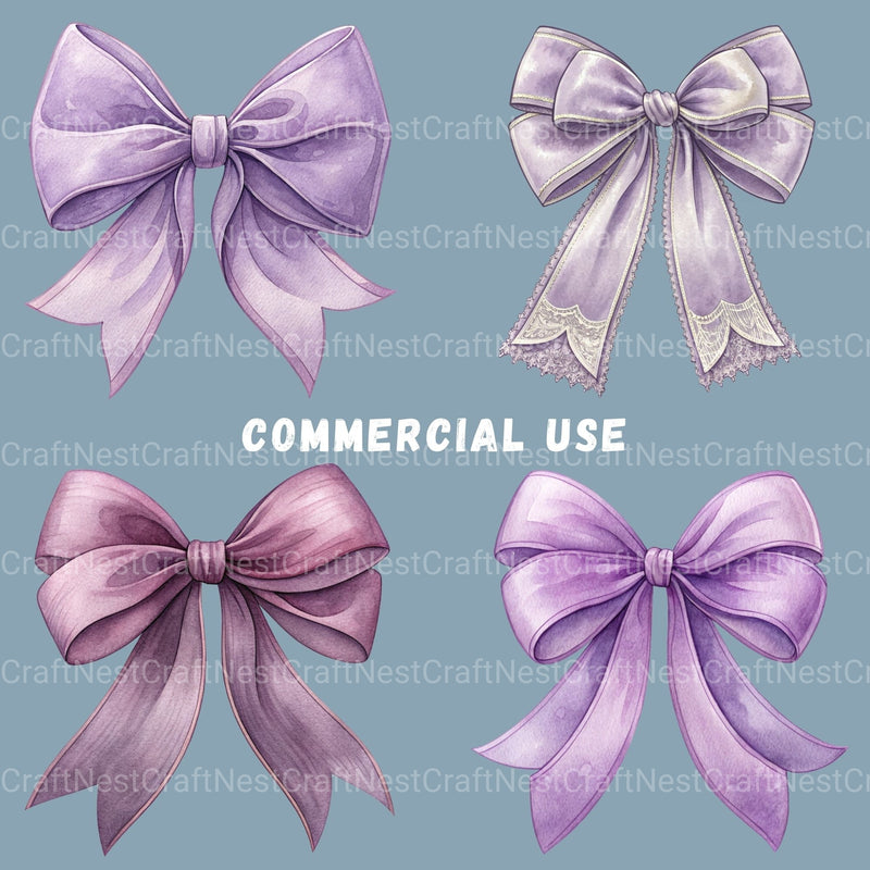 Purple Coquette Bows Clipart Bundle - CraftNest - Digital Crafting and Art