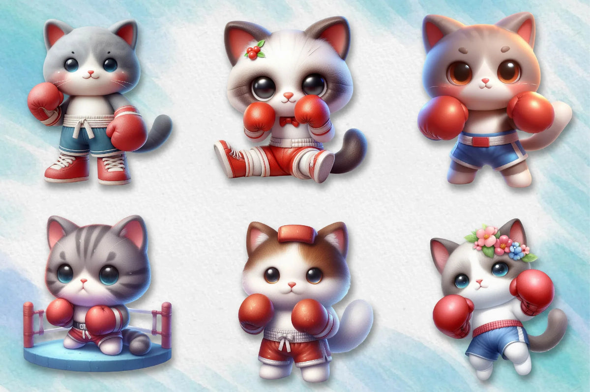 Boxing Cat Pin Boxing Cat Clipart Bundle