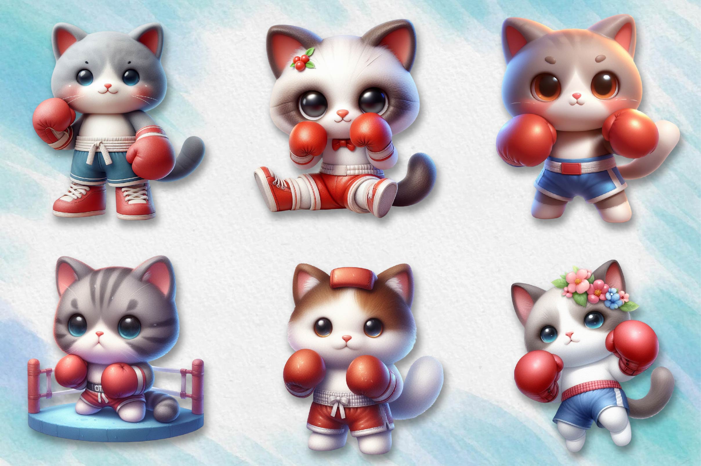 Boxing Cat Clipart Bundle - CraftNest - Digital Crafting and Art
