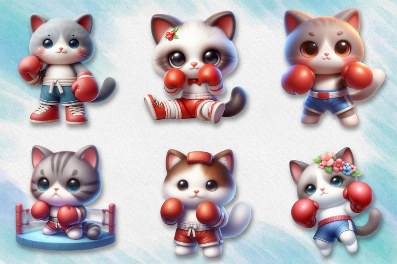 Boxing Cat Clipart Bundle - CraftNest - Digital Crafting and Art