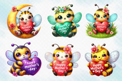 Mother's Day Cute Bee Clipart Bundle - CraftNest - Digital Crafting and Art