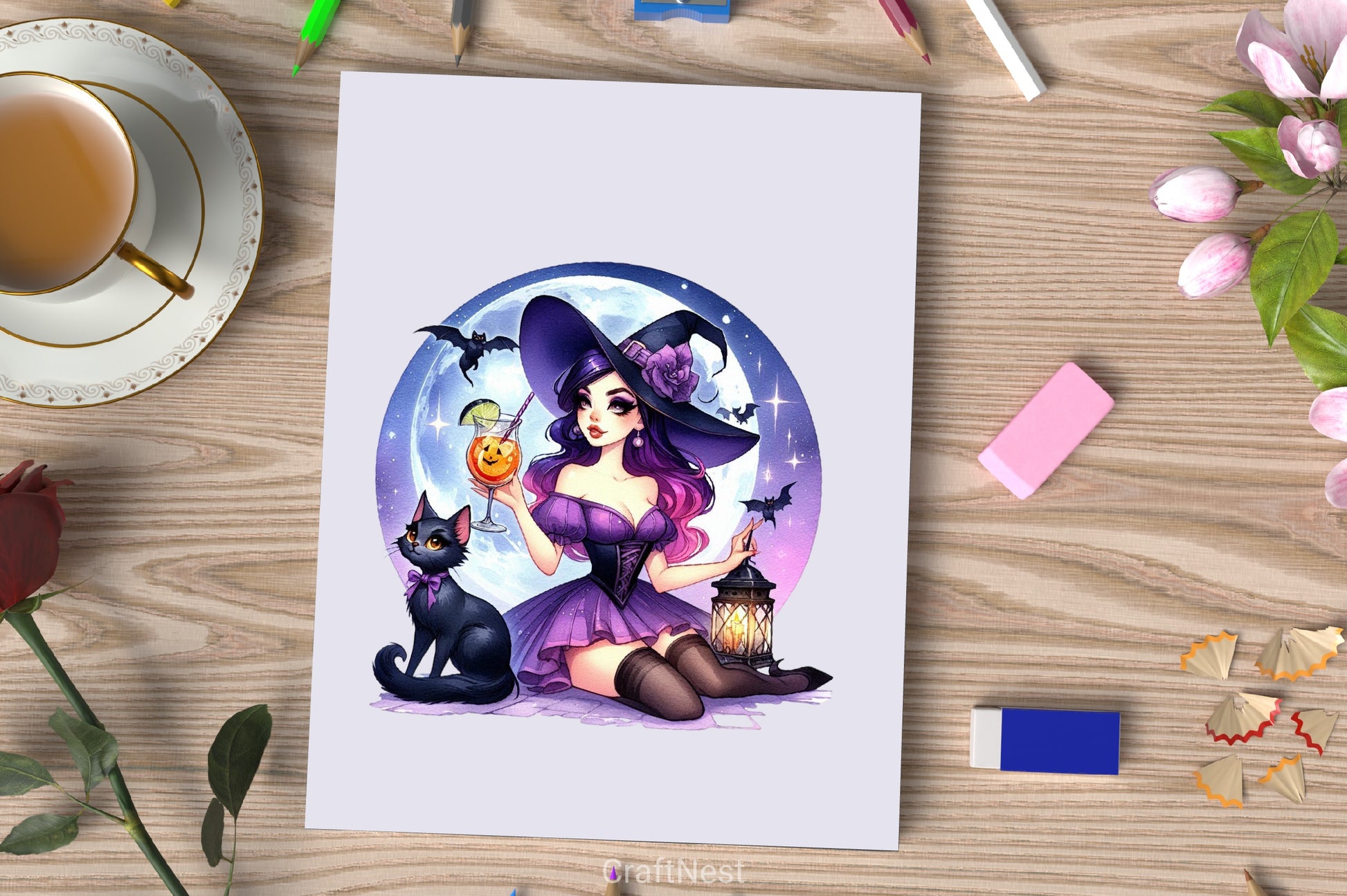Halloween Witch Girl Clipart Bundle 4 - CraftNest - Digital Crafting and Art