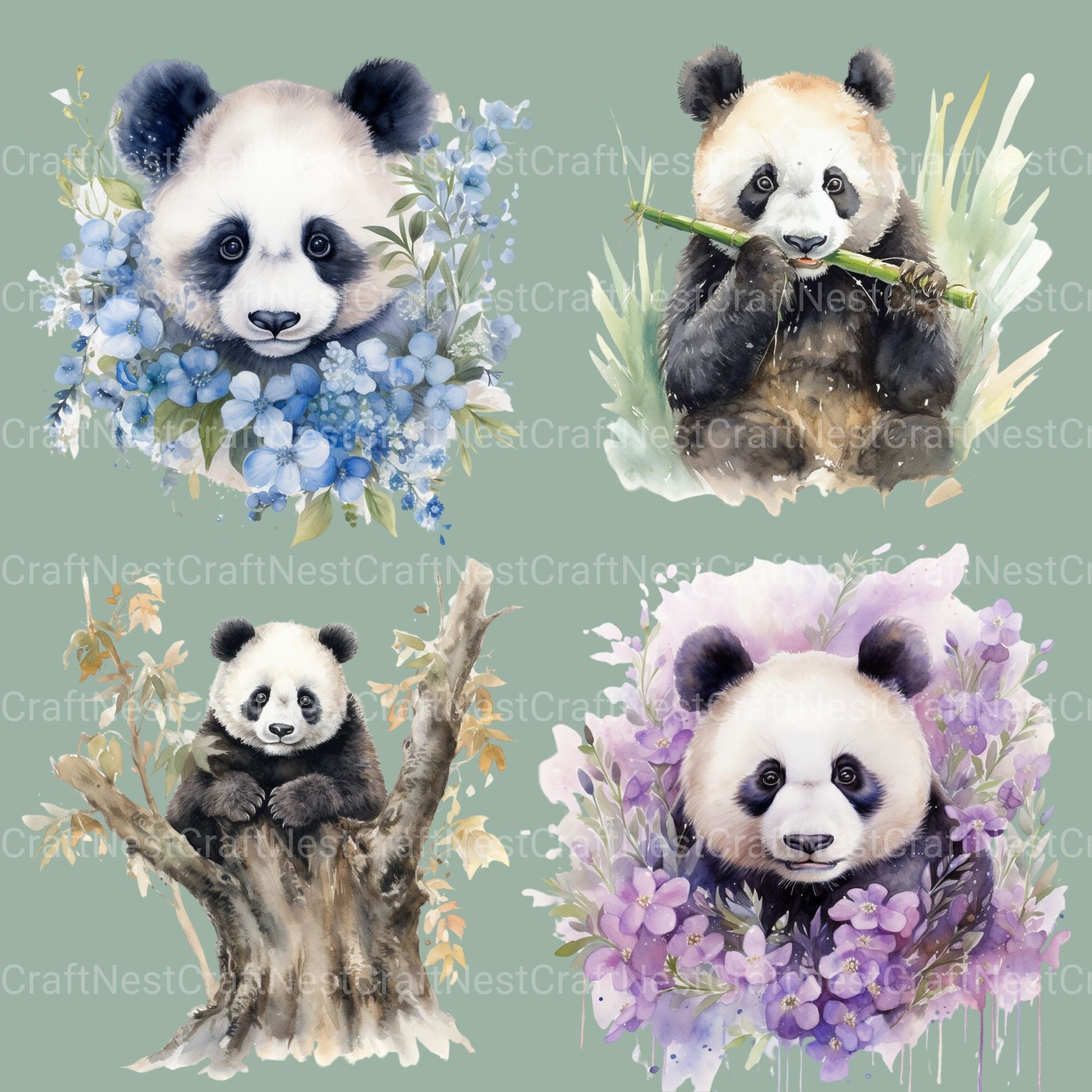 Pandas Clipart Bundle - CraftNest - Digital Crafting and Art