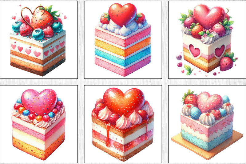 Heart Cake Valentine Clipart Bundle - CraftNest - Digital Crafting and Art