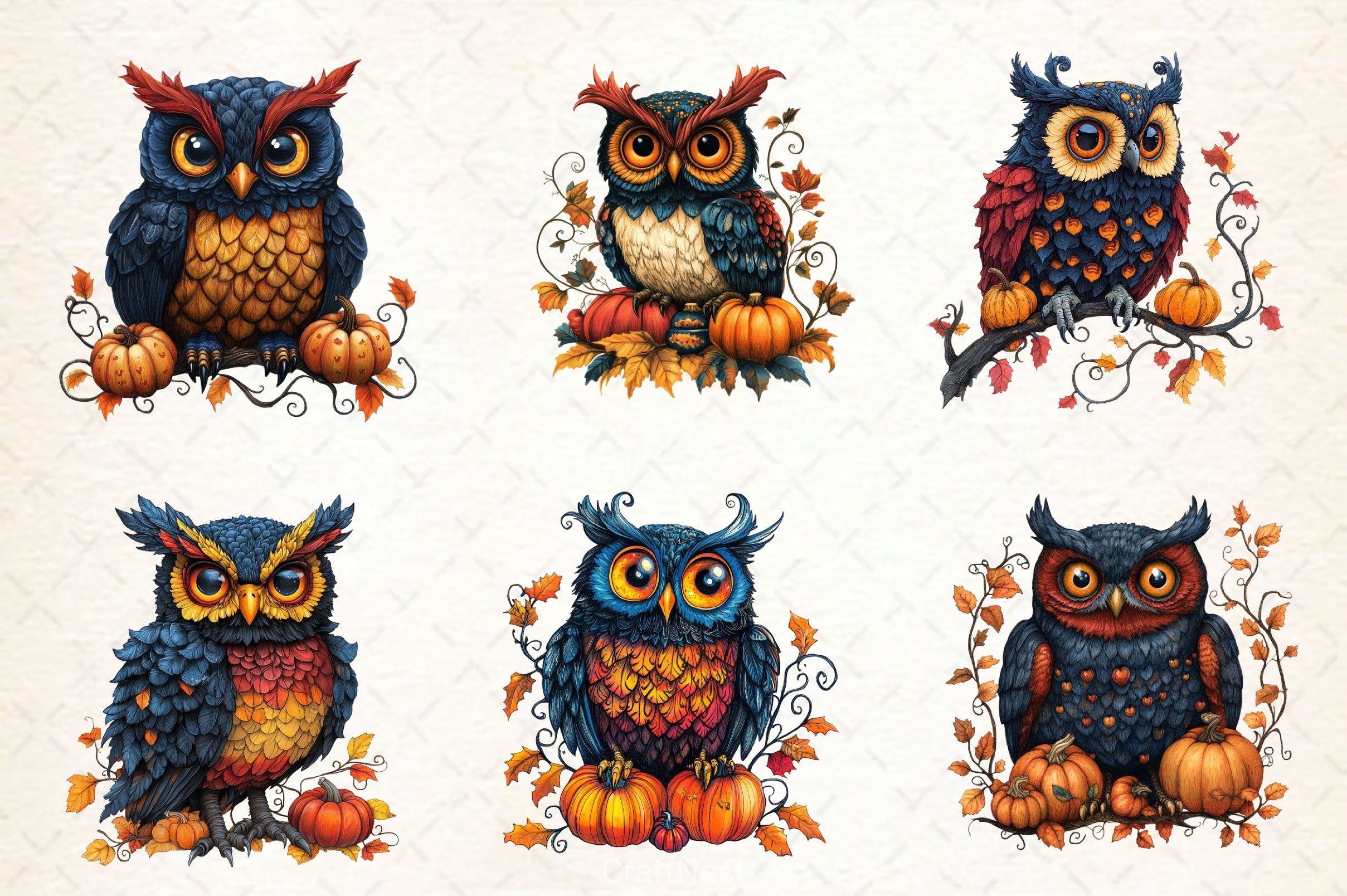 Fall Owl Halloween Owl Clipart Bundle - CraftNest - Digital Crafting and Art