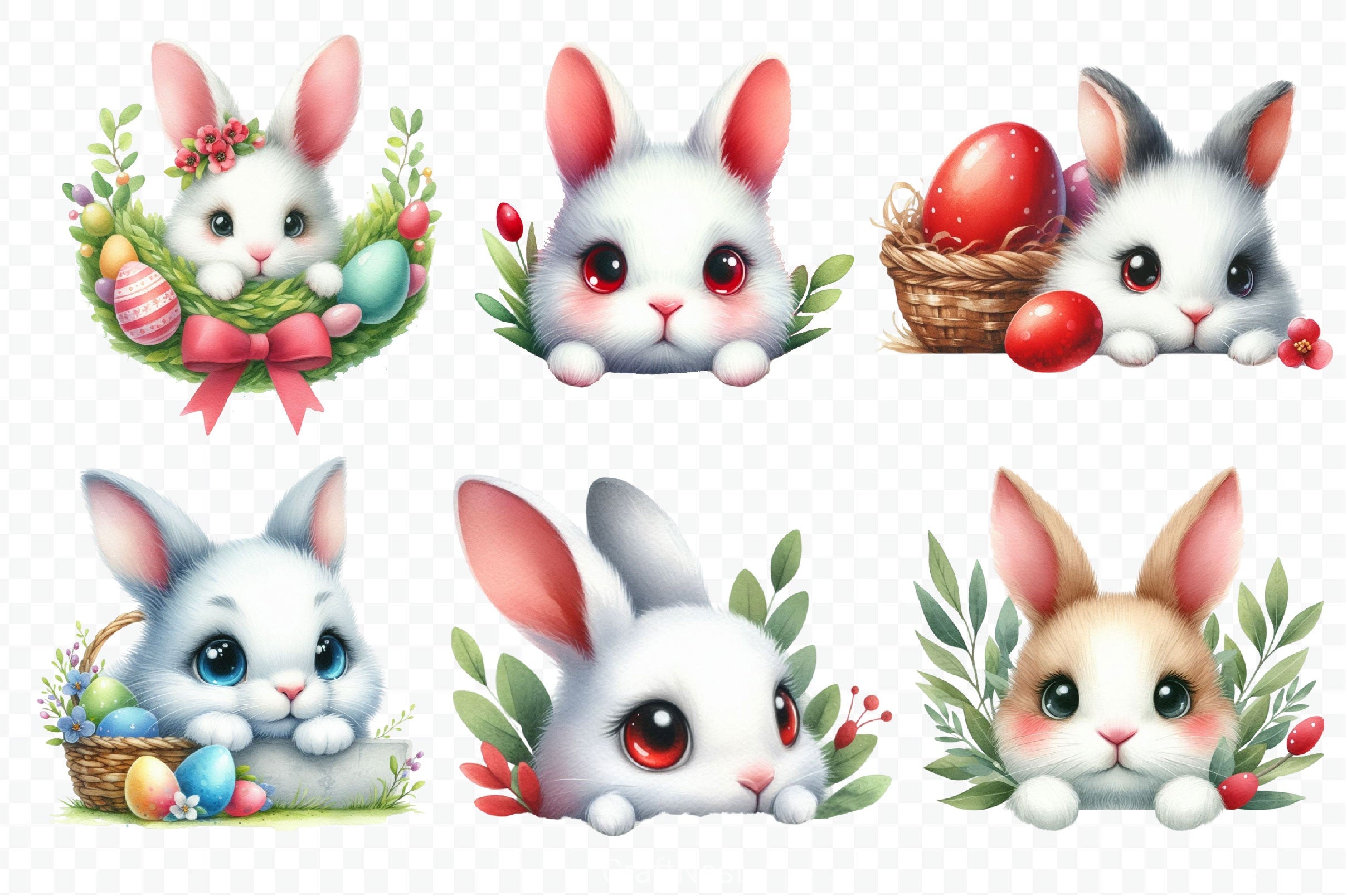 Easter Bunny Peeking Clipart Bundle 2 - CraftNest - Digital Crafting and Art