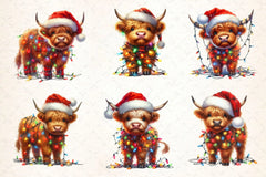 Cute Christmas Highland Cow Clipart Bundle 2 - CraftNest - Digital Crafting and Art