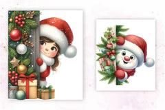 Christmas Peeking Around Corner Clipart Bundle - CraftNest - Digital Crafting and Art
