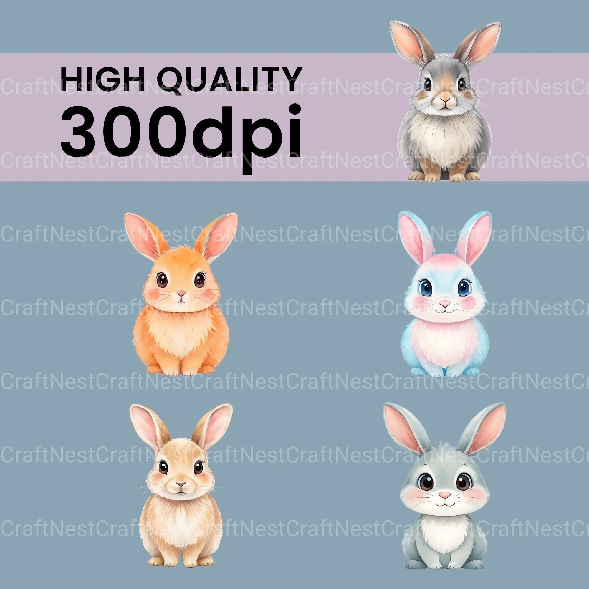 Bunny Rabbits Clipart Bundle - CraftNest - Digital Crafting and Art