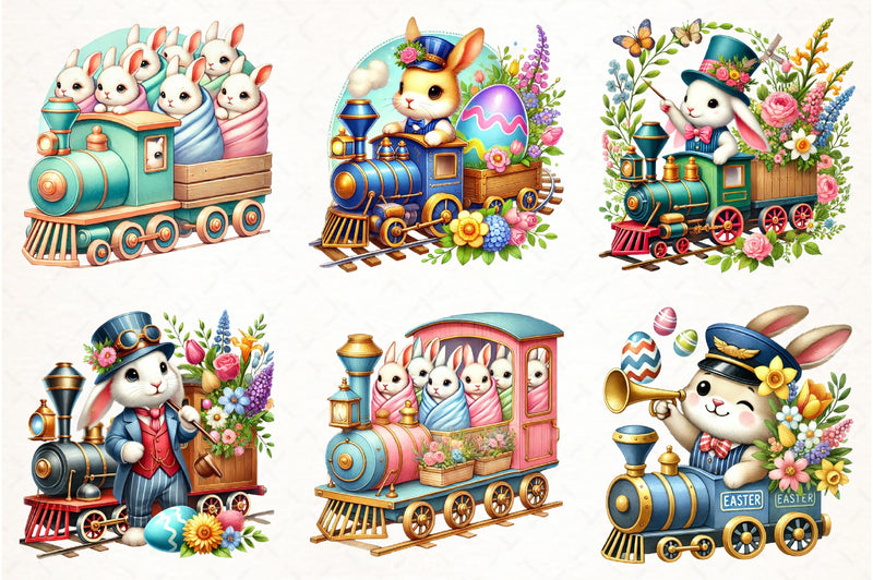 Easter Bunny Train Clipart Bundle - CraftNest - Digital Crafting and Art