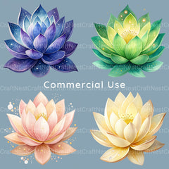 Lotus Flowers Clipart Bundle - CraftNest - Digital Crafting and Art