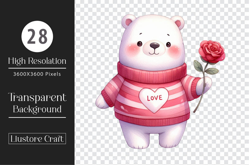 Valentine Polar Bear Clipart Bundle - CraftNest - Digital Crafting and Art
