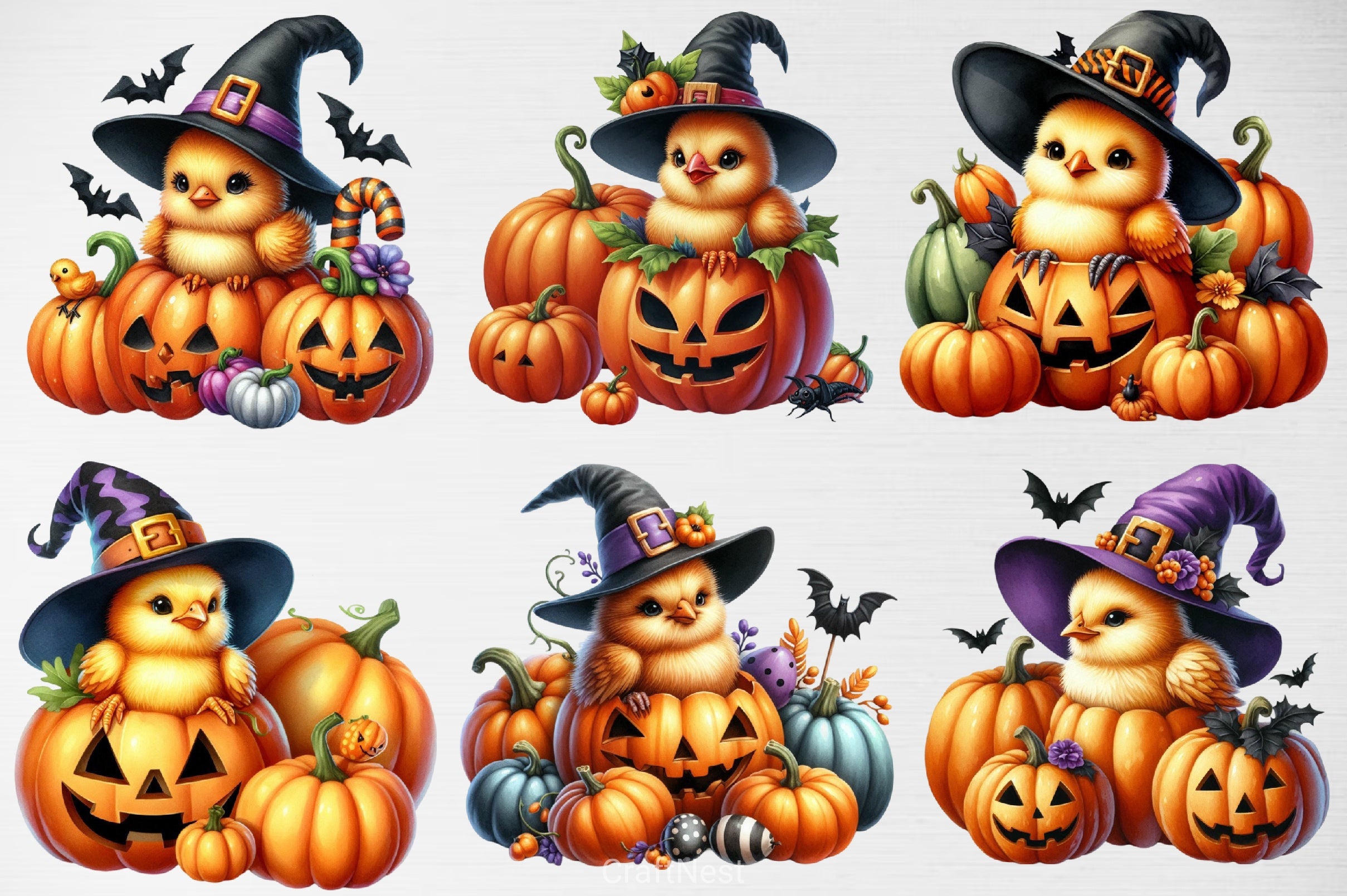 Halloween Chicken & Pumpkins Clipart Bundle - CraftNest - Digital Crafting and Art