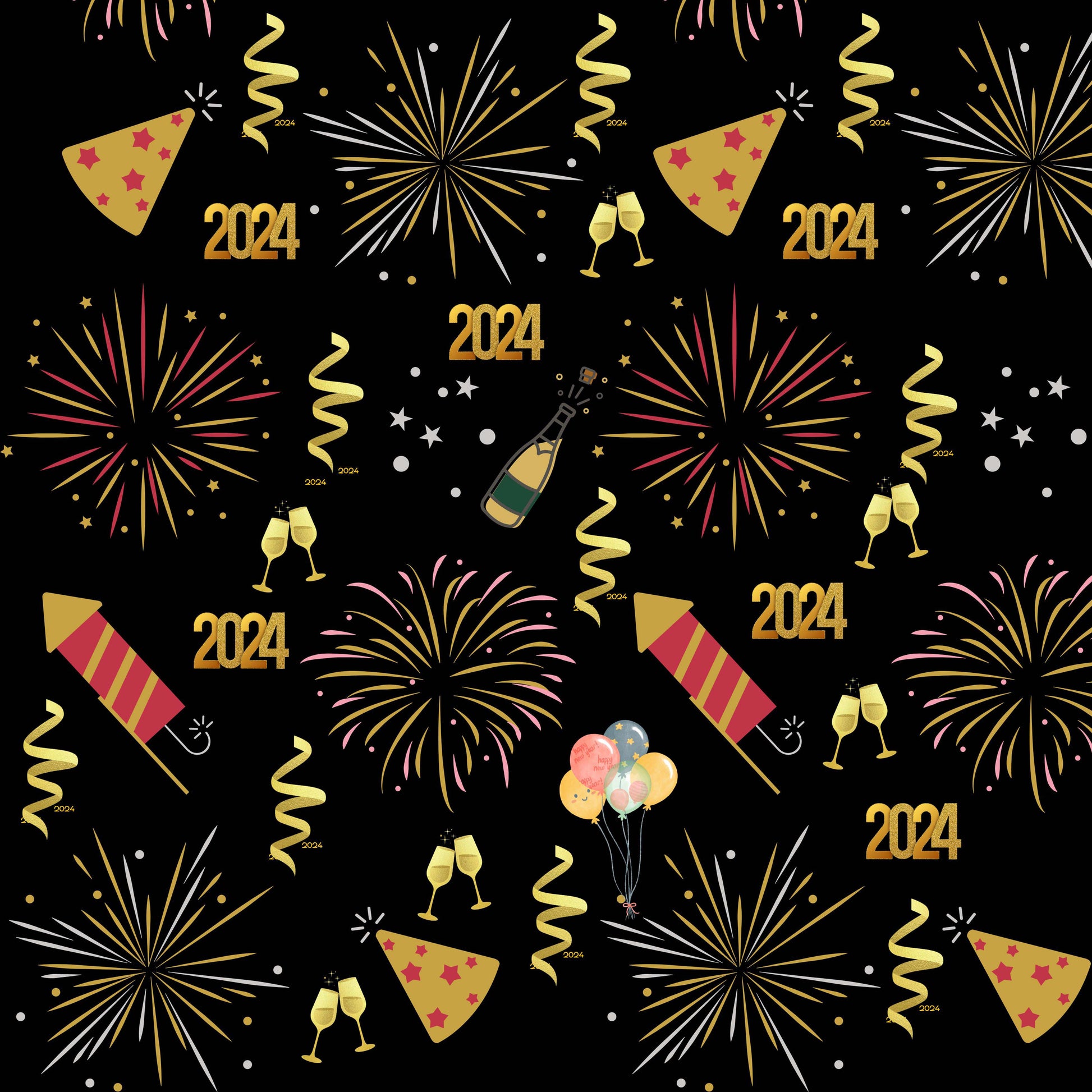 Happy New Year 2024 Seamless Digital Paper - CraftNest - Digital Crafting and Art