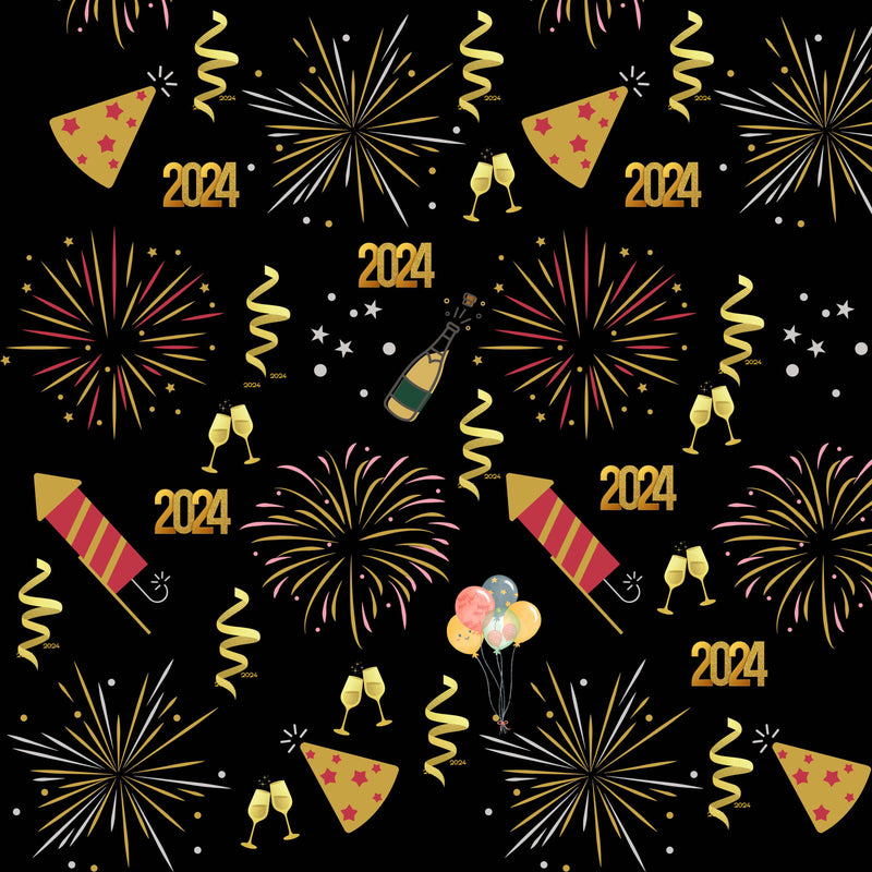 Happy New Year 2024 Seamless Digital Paper - CraftNest - Digital Crafting and Art