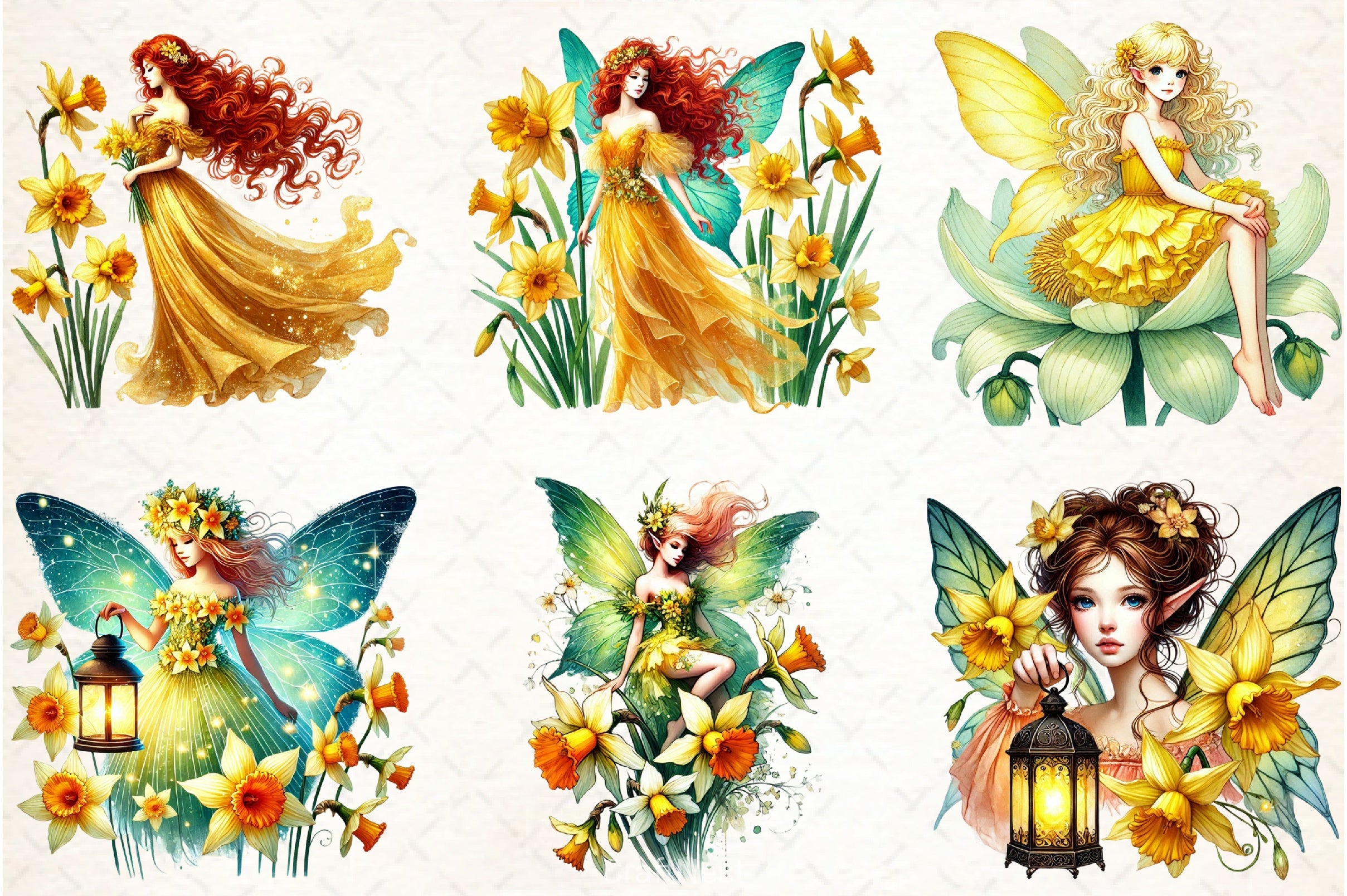Daffodil Fairy Clipart Bundle - CraftNest - Digital Crafting and Art