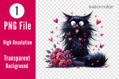 Valentine's Crazy Black Cat Clipart Bundle - CraftNest - Digital Crafting and Art
