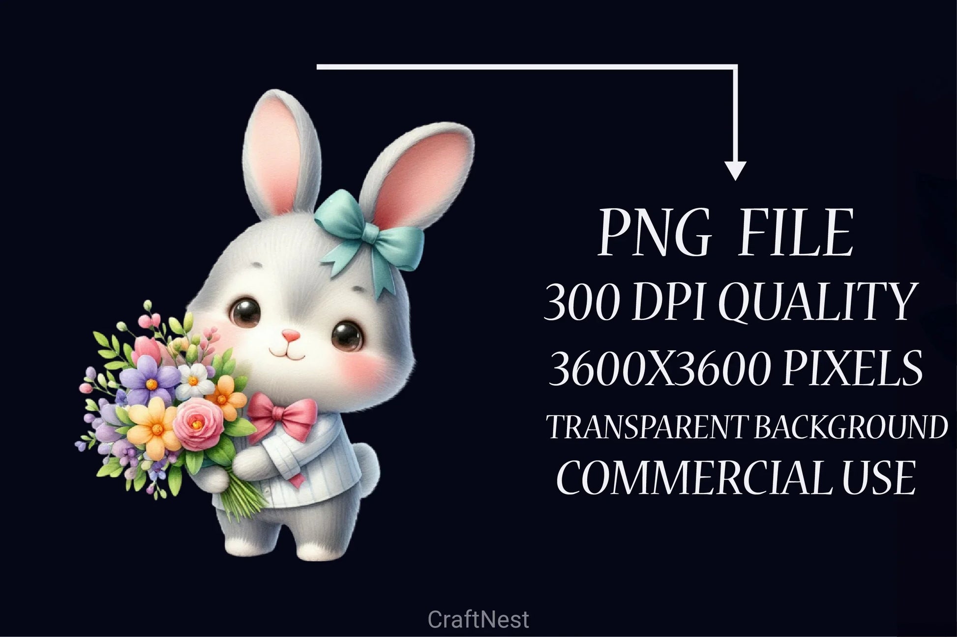 Floral Bunny Clipart Bundle - CraftNest - Digital Crafting and Art