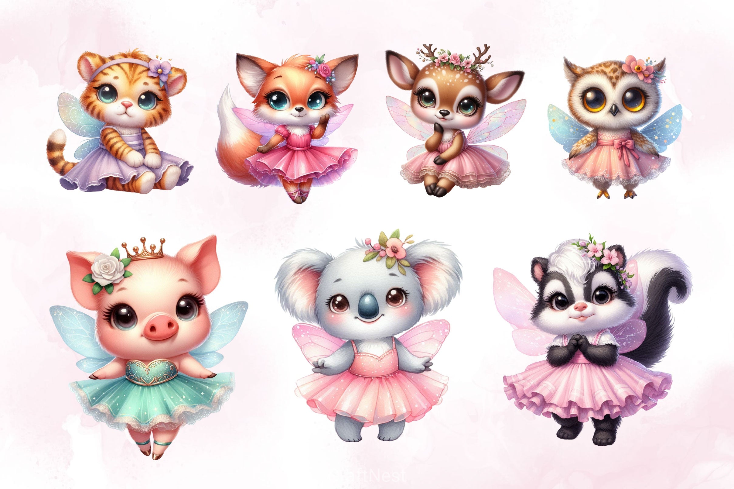 Cute Fairy Animals Clipart Bundle - CraftNest - Digital Crafting and Art