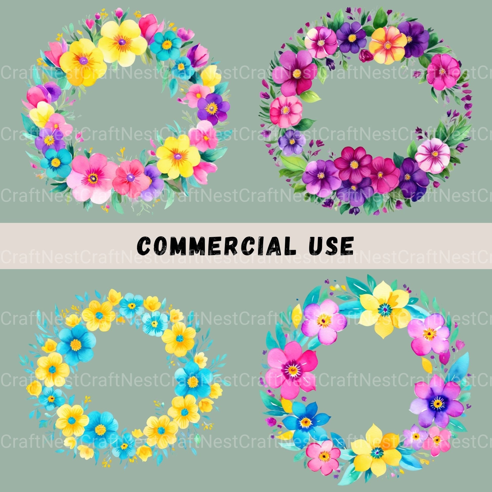 Floral Borders Circle 16 Clipart Bundle - CraftNest - Digital Crafting and Art