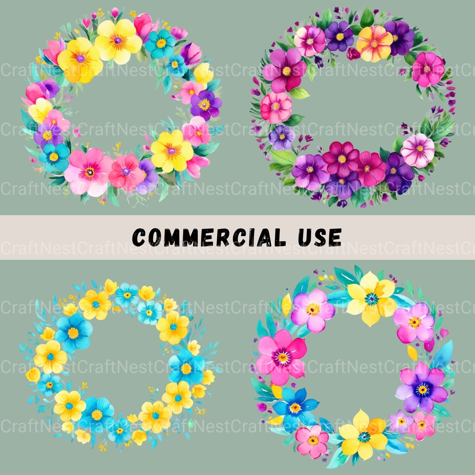 Floral Borders Circle 16 Clipart Bundle - CraftNest - Digital Crafting and Art