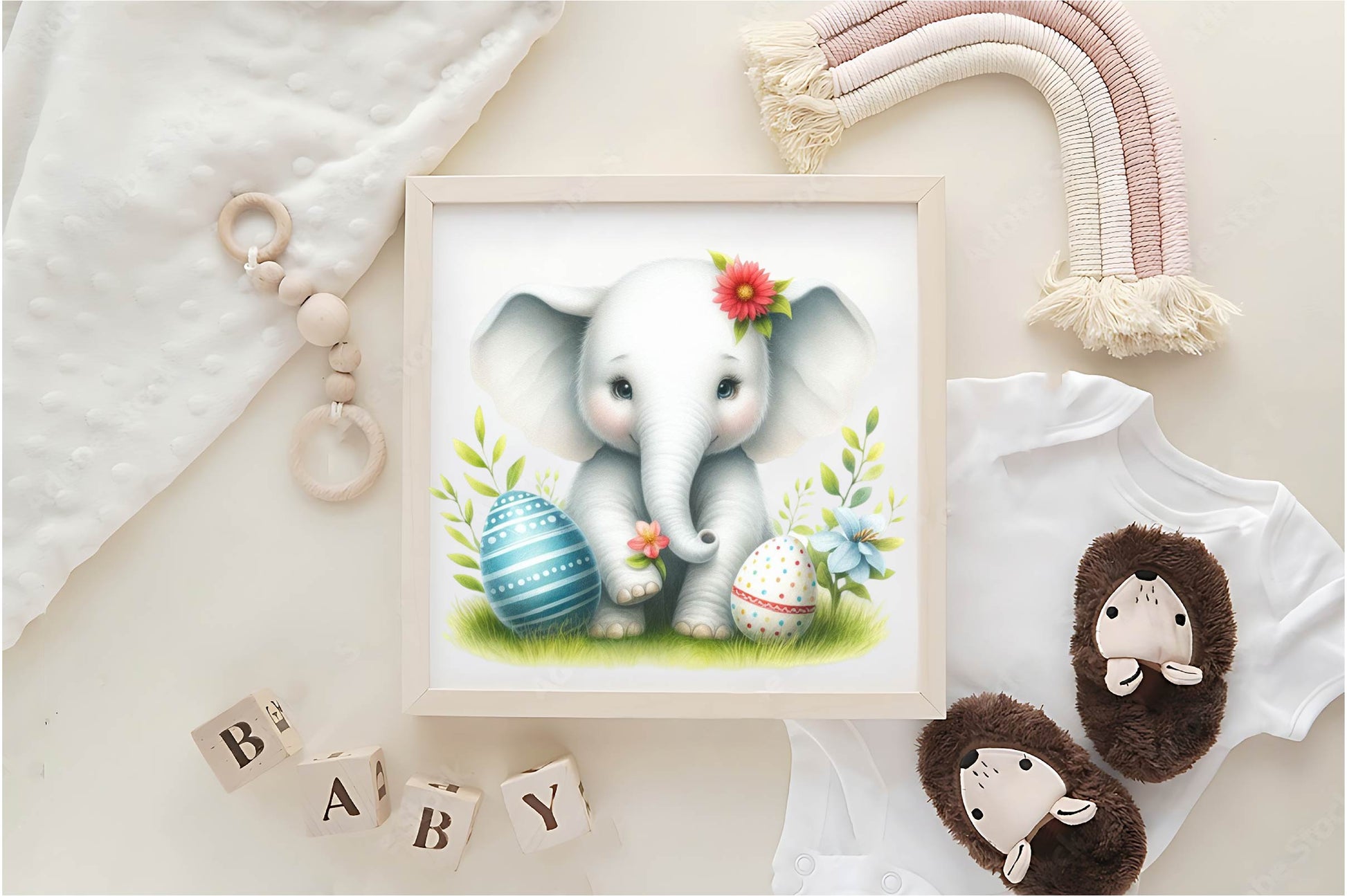 Watercolour Easter Elephant Clipart Bundle - CraftNest - Digital Crafting and Art