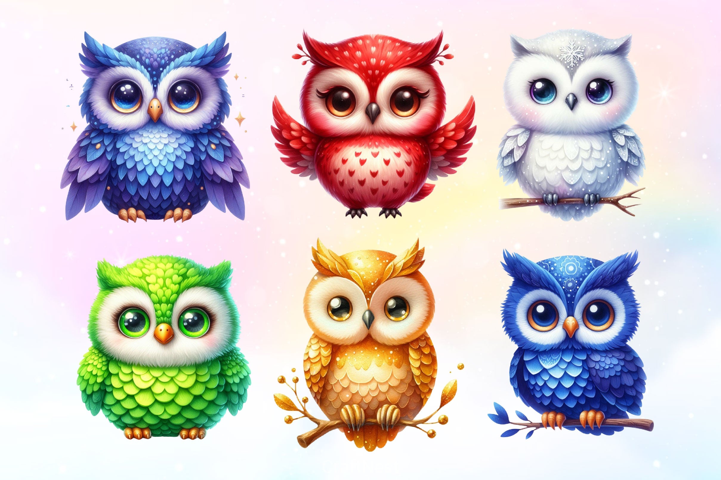 Bright Owl Clipart Bundle 5 - CraftNest - Digital Crafting and Art