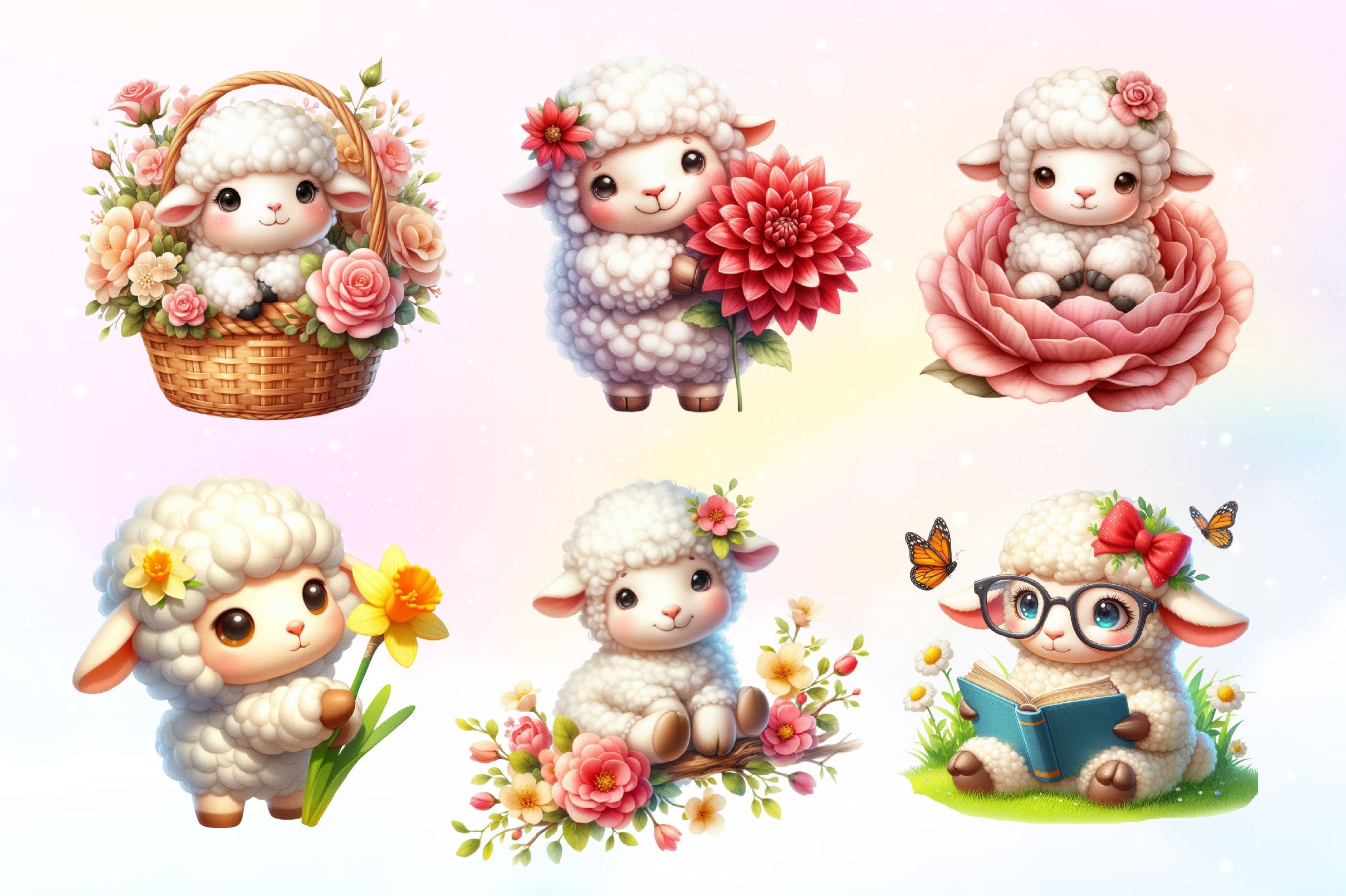 Cute Sheep Clipart Bundle 4 - CraftNest - Digital Crafting and Art