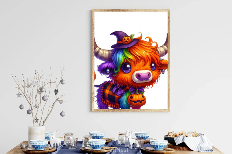 Cute Halloween Highland Cow Clipart Bundle 4 - CraftNest - Digital Crafting and Art