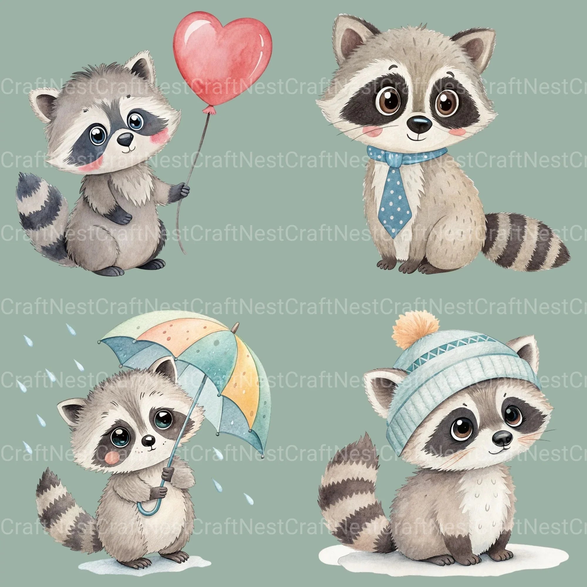 Raccoons 2 Clipart Bundle - CraftNest - Digital Crafting and Art