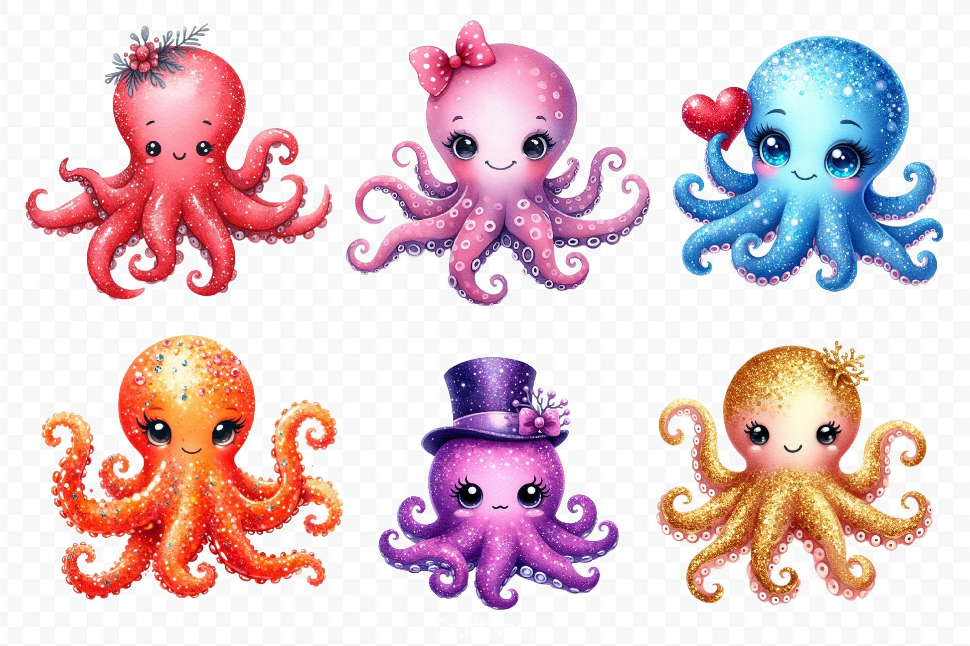 Octopuses Clipart Bundle - CraftNest - Digital Crafting and Art