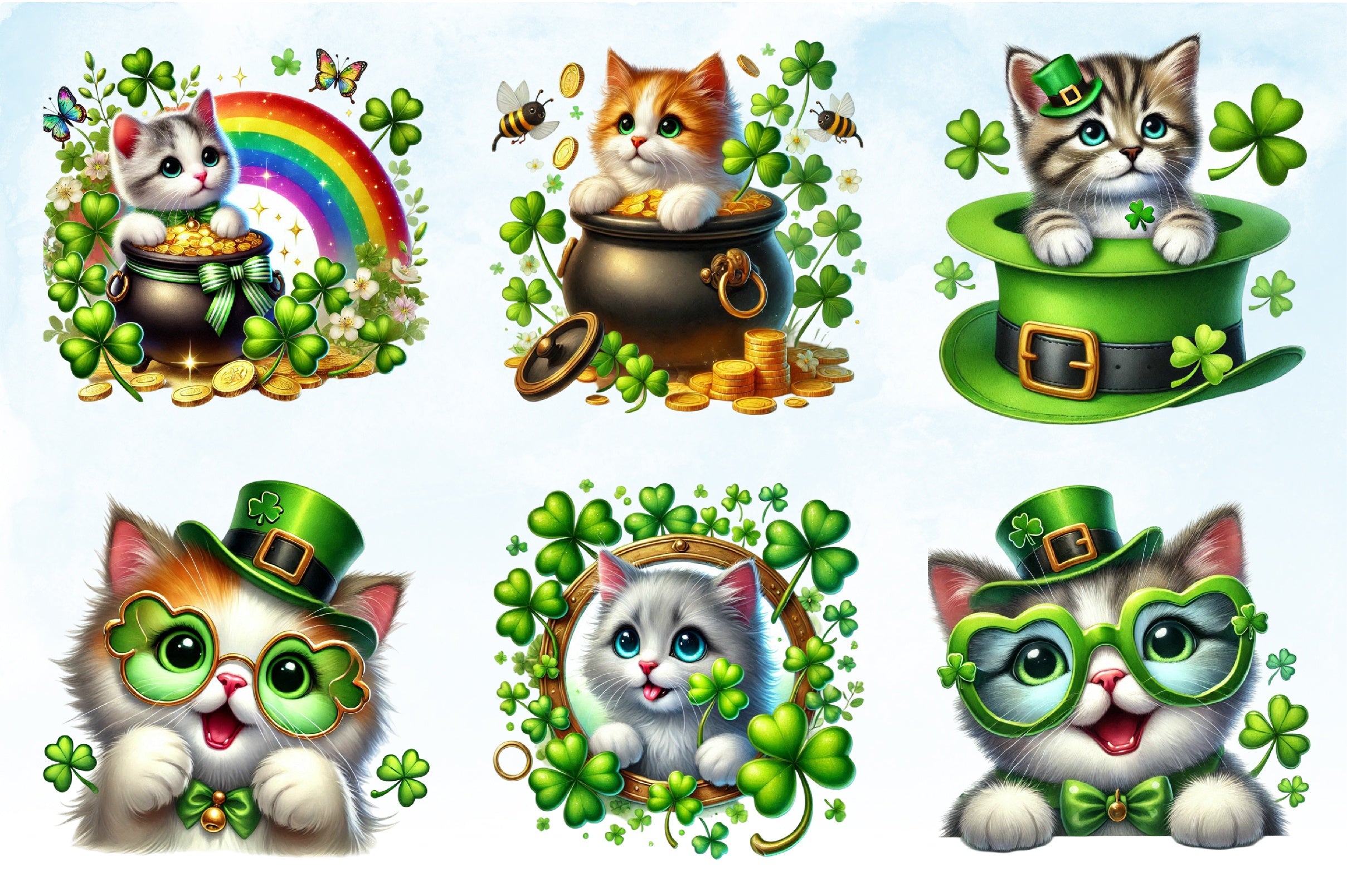 St Patrick's Day Cats Clipart Bundle 3 - CraftNest - Digital Crafting and Art