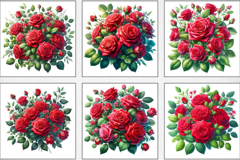 Valentine Red Rose Clipart Bundle - CraftNest - Digital Crafting and Art