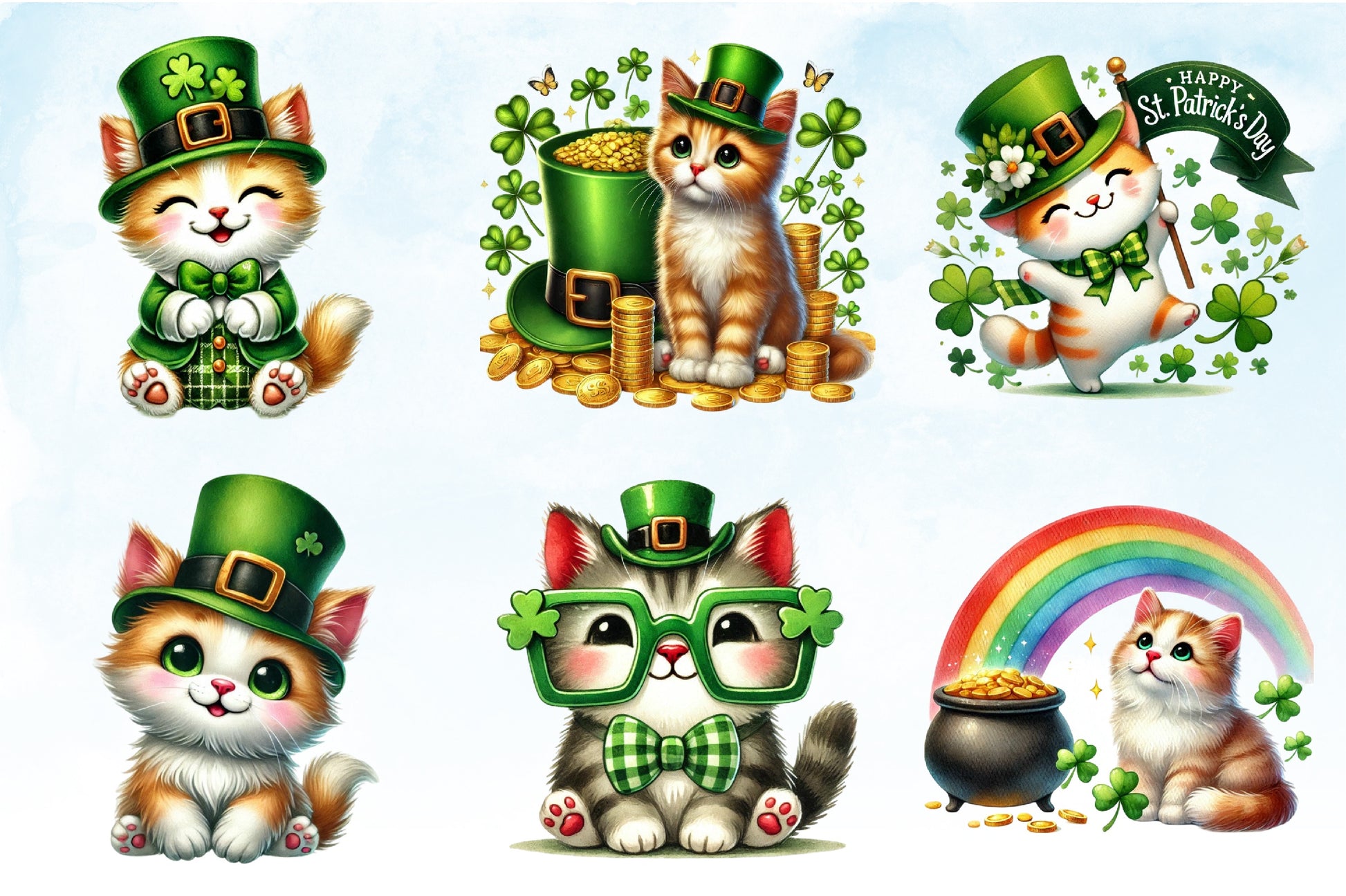 St Patrick's Day Cats Clipart Bundle - CraftNest - Digital Crafting and Art