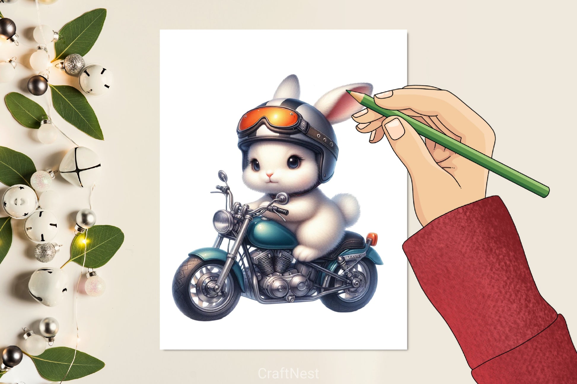 Biker Bunny Clipart Bundle - CraftNest - Digital Crafting and Art
