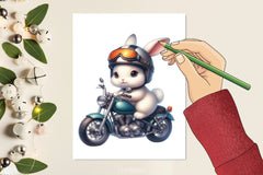 Biker Bunny Clipart Bundle - CraftNest - Digital Crafting and Art