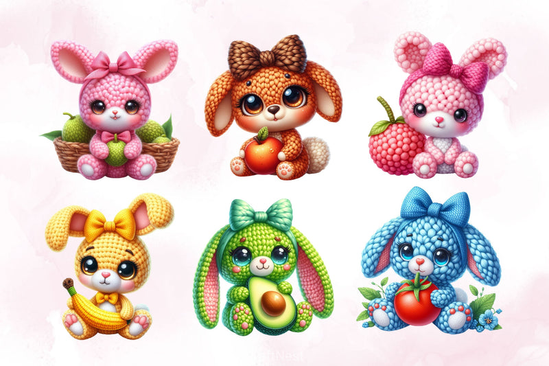 Crochet Bunny With Fruits Clipart Bundle 2 - CraftNest - Digital Crafting and Art