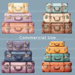 Vintage Suitcases Clipart Bundle - CraftNest - Digital Crafting and Art