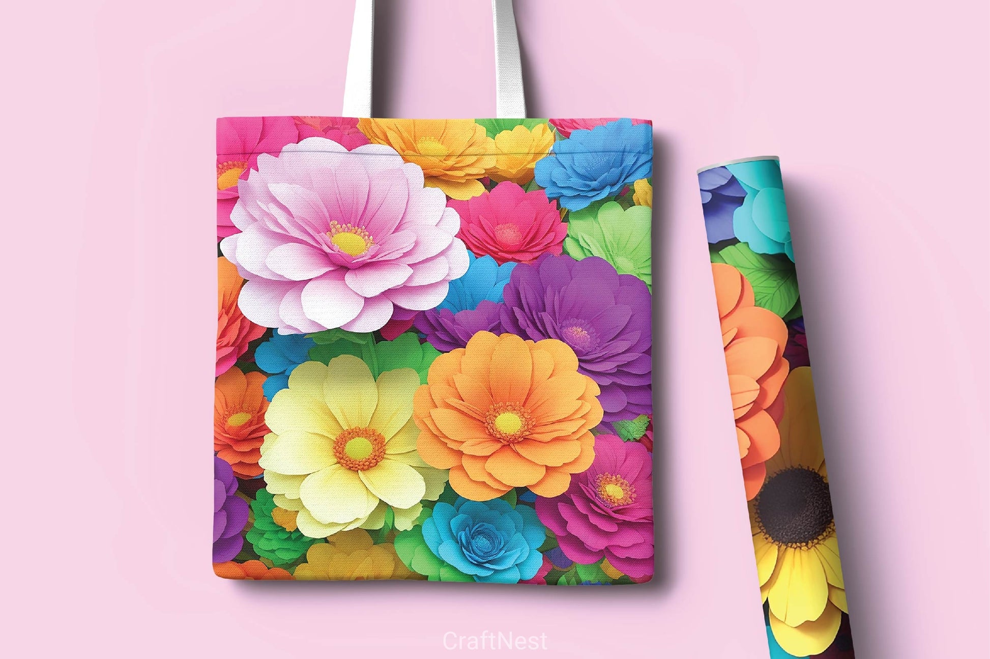 3D Flowers Digital Papers 2 - CraftNest - Digital Crafting and Art