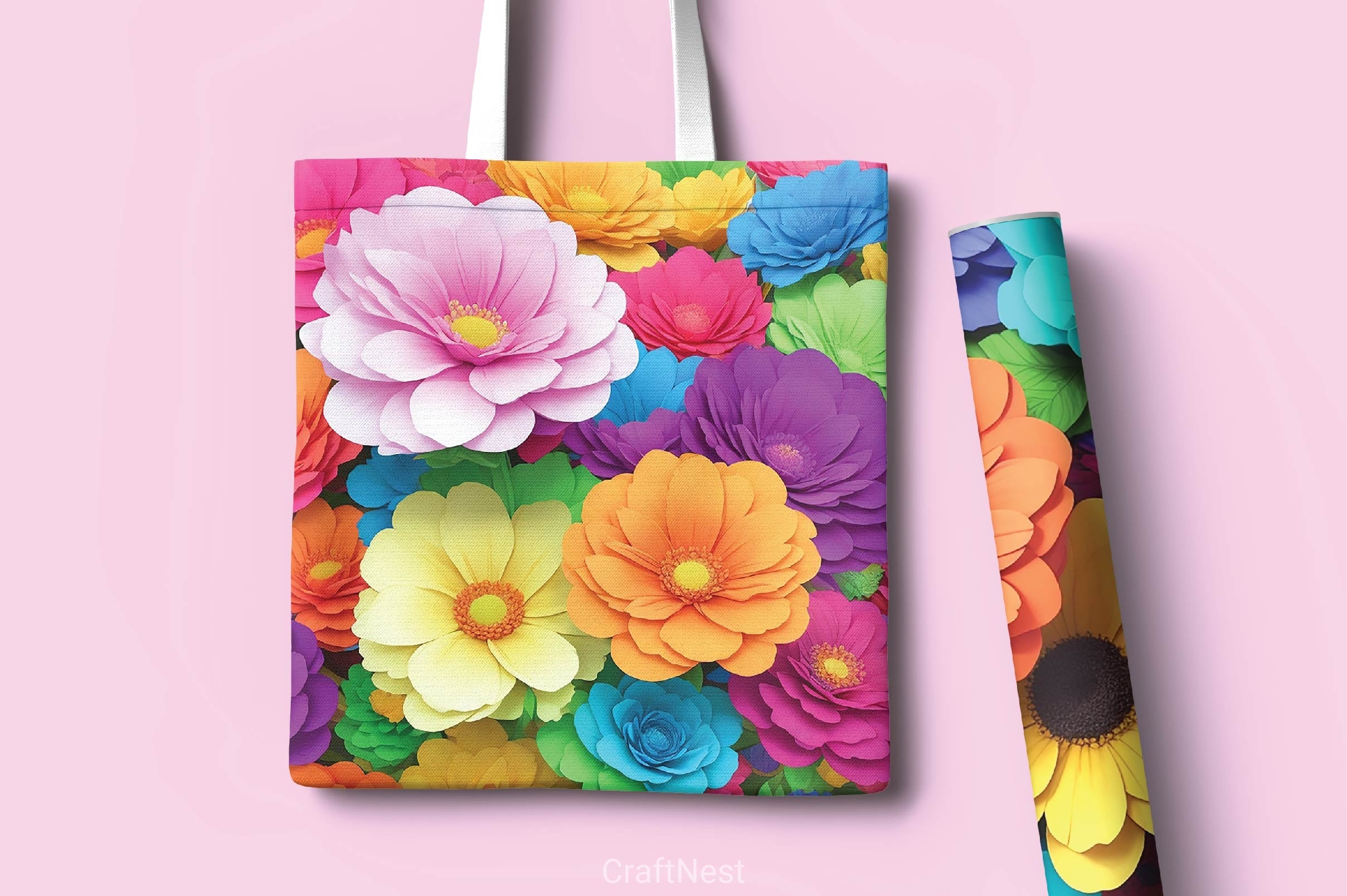 3D Flowers Digital Papers 2 - CraftNest - Digital Crafting and Art